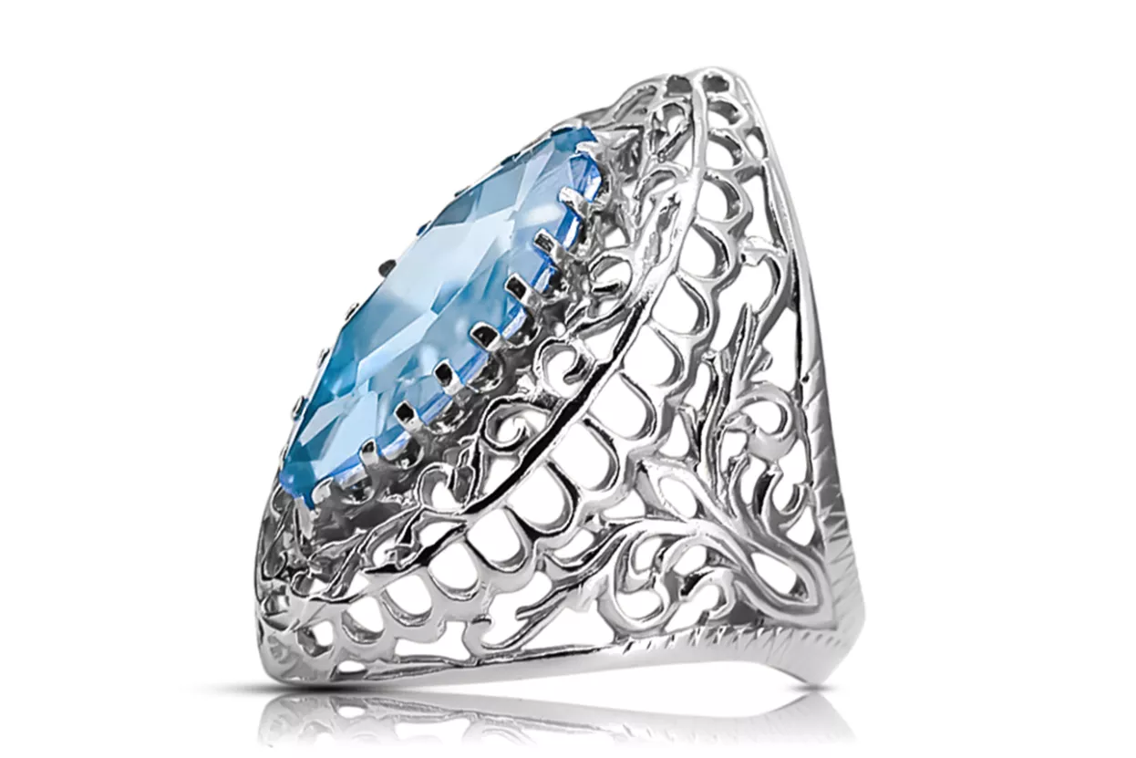 925 Spol_Latn Akvamarín  Vintage style vrc090s